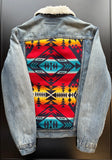 Prairie Girl Couture Lined Jean Jacket with Pendleton Embellishment
