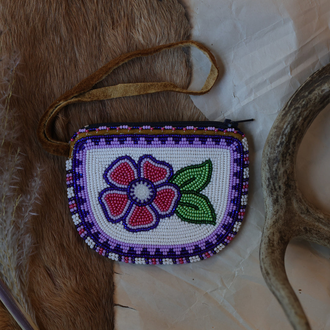 Virginia B. Beaded Moose Hide Coin Purse