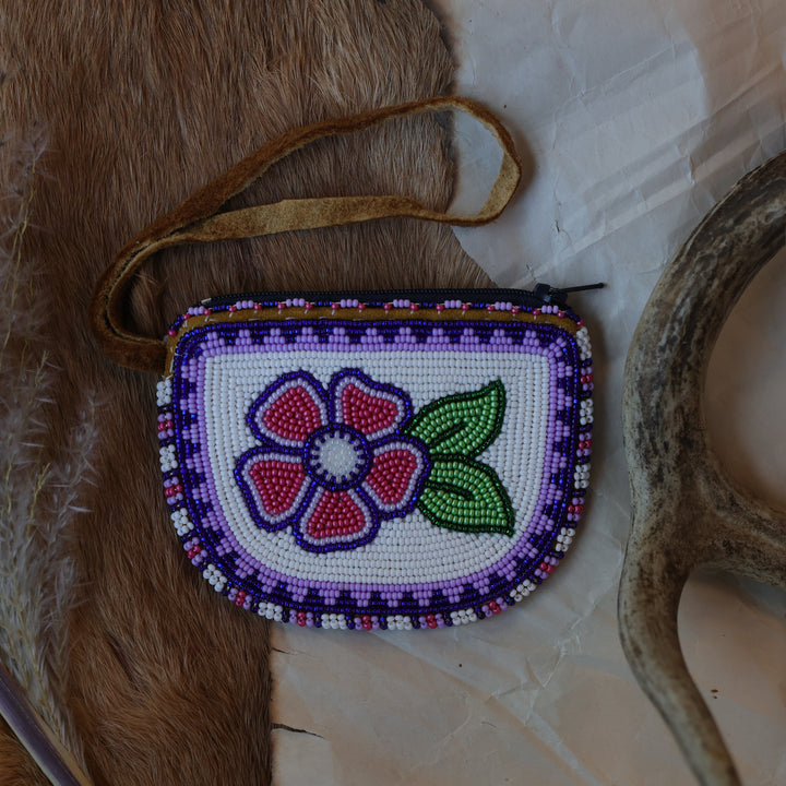 Virginia B. Beaded Moose Hide Coin Purse