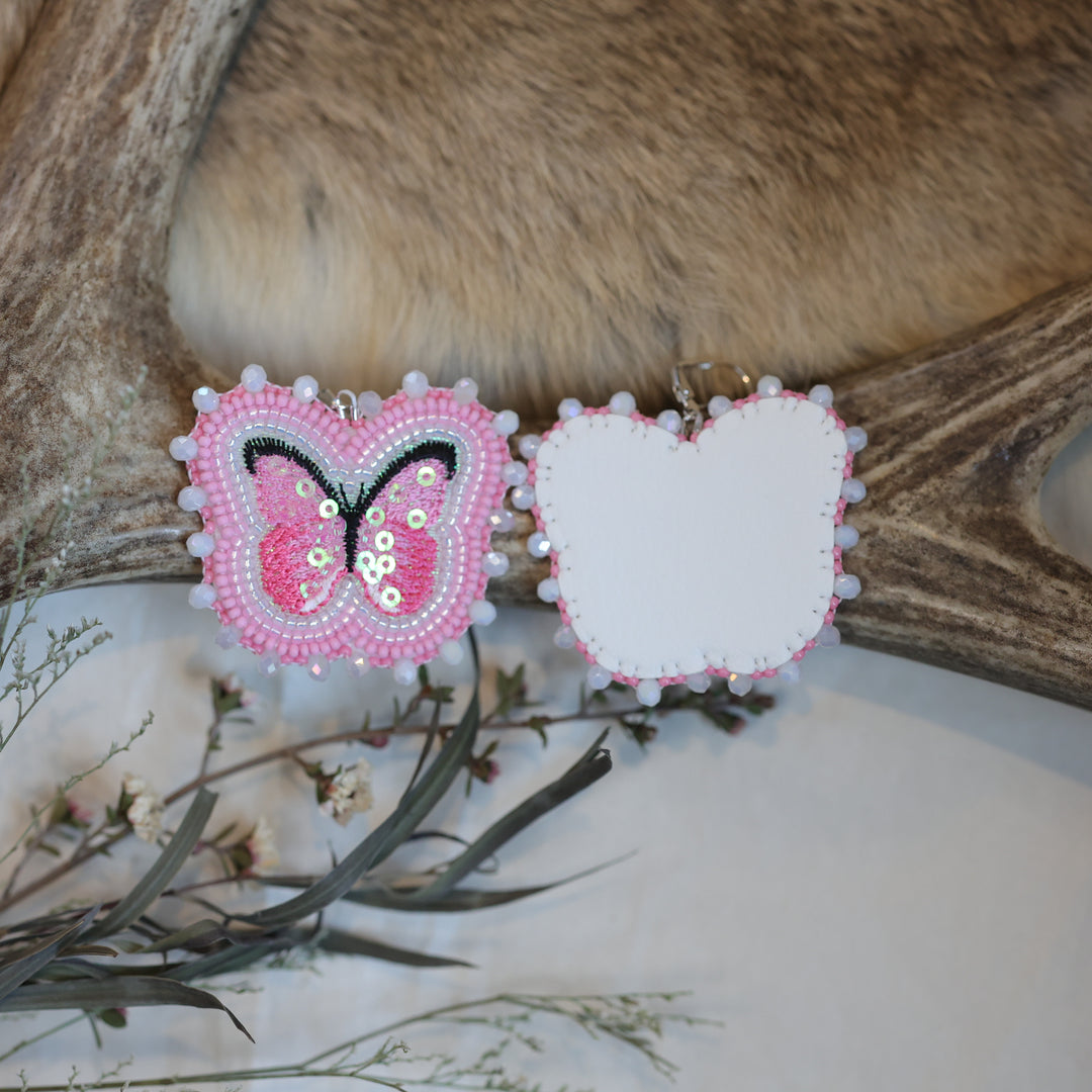 Keegan W. Baby Pink Butterfly Beaded Earrings