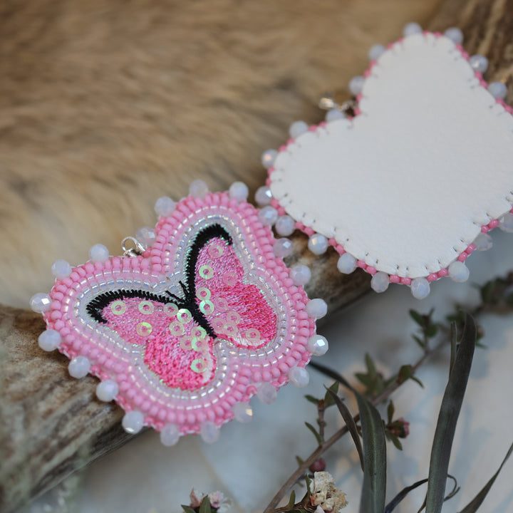Keegan W. Baby Pink Butterfly Beaded Earrings