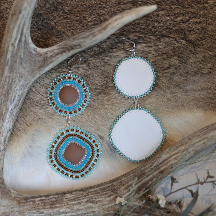 Keegan W. Tiered Blue &amp; Brown Beaded Earrings