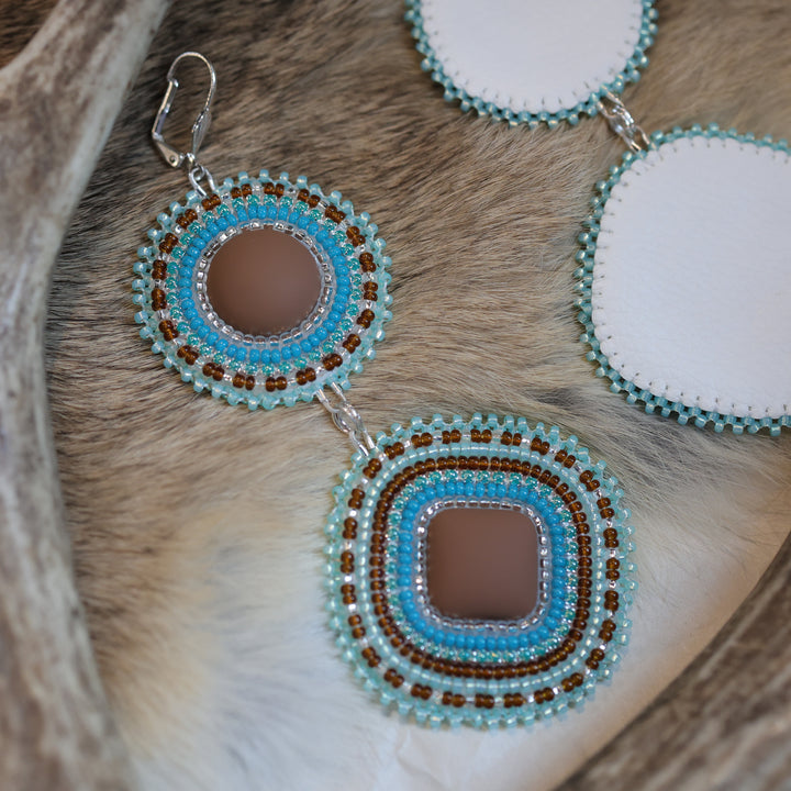 Keegan W. Tiered Blue &amp; Brown Beaded Earrings