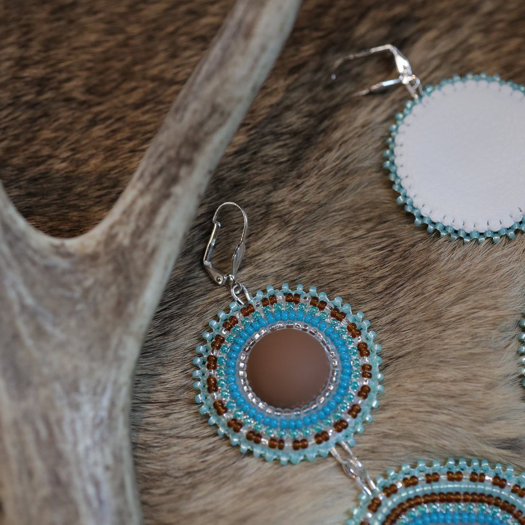 Keegan W. Tiered Blue &amp; Brown Beaded Earrings