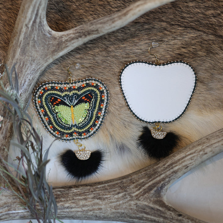 Keegan W. Green Embroidered Butterfly Earrings