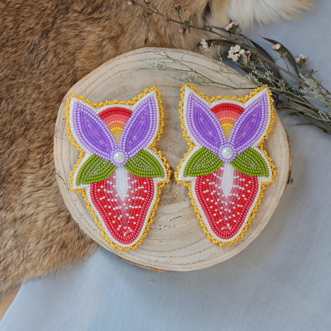 Jess S. X-Large Blooming Strawberry Beaded Earrings