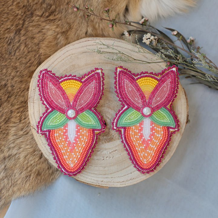 Jess S. X-Large Blooming Strawberry Beaded Earrings