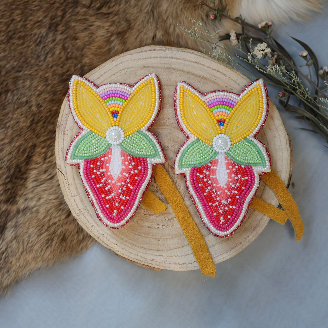 Jess S. X-Large Blooming Strawberry Beaded Hair Ties