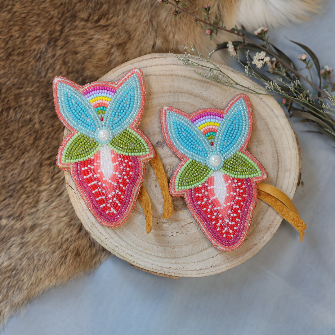 Jess S. X-Large Blooming Strawberry Beaded Hair Ties