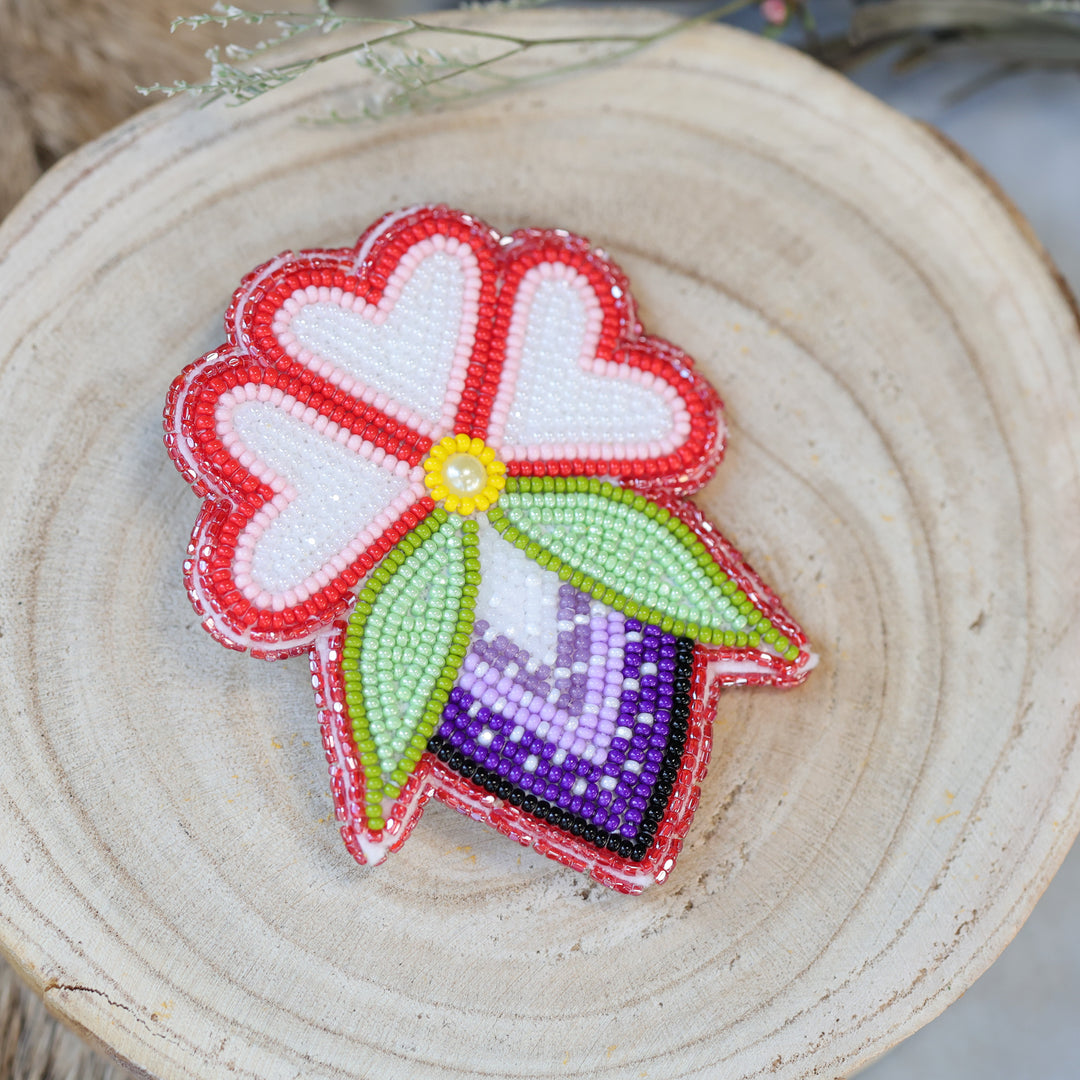 Jess S. Large Heart Strawberry Beaded Hair Pin