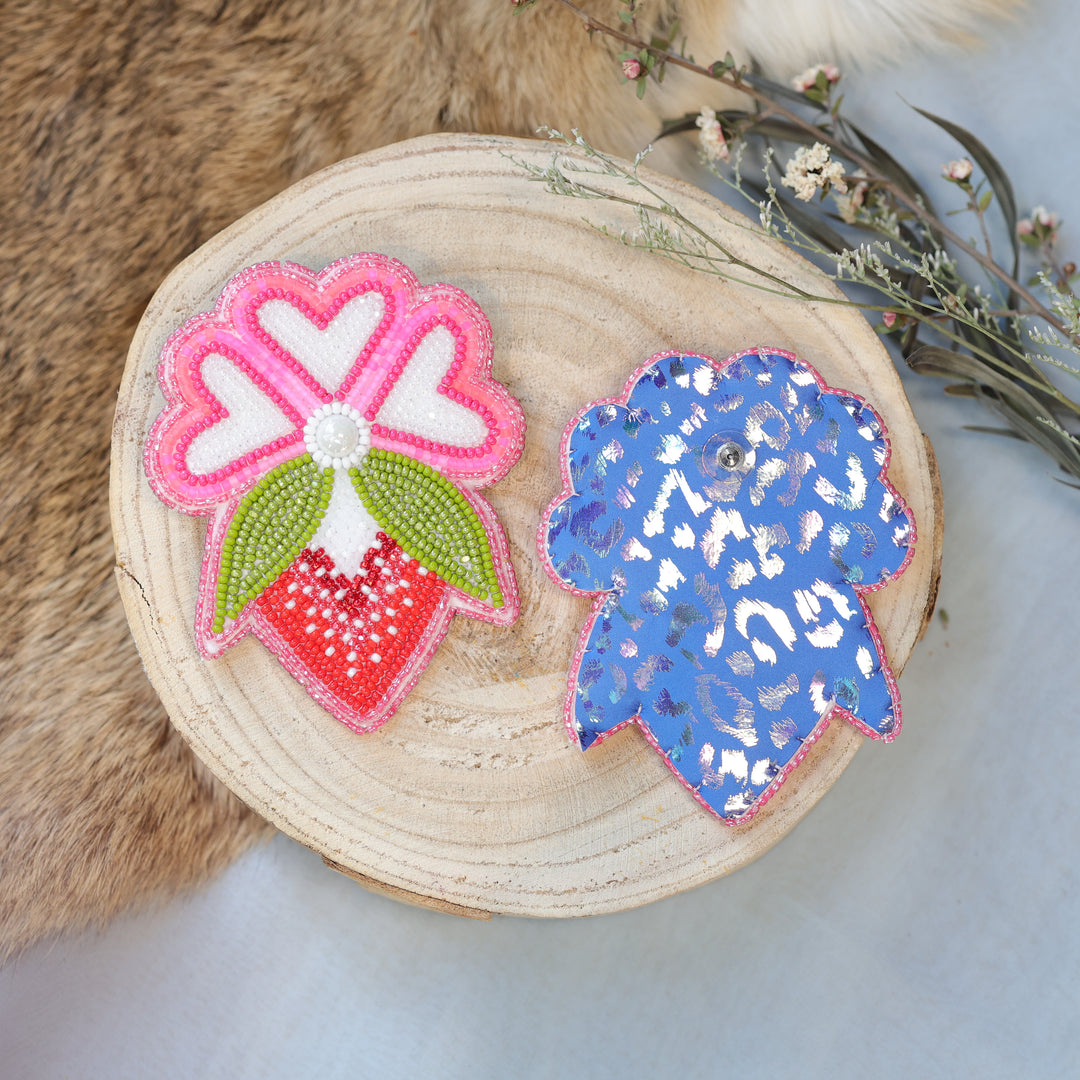 Jess S. Large Heart Strawberry Beaded Earrings