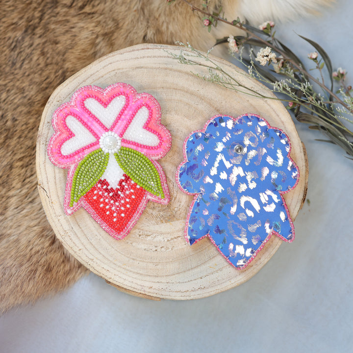 Jess S. Large Heart Strawberry Beaded Earrings