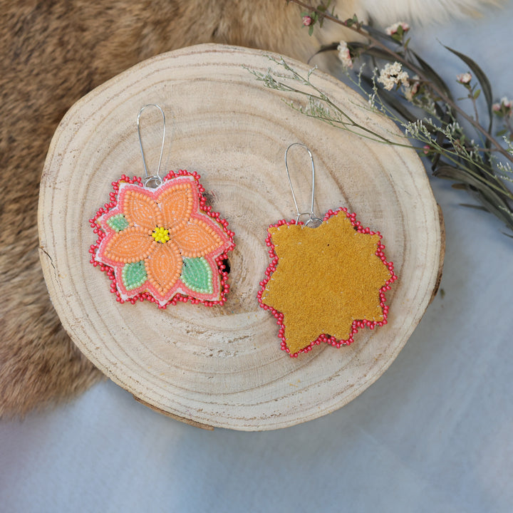 Jess S. Five Petal Orange Beaded Earrings