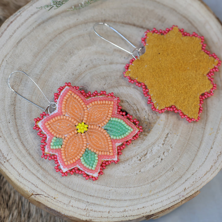 Jess S. Five Petal Orange Beaded Earrings