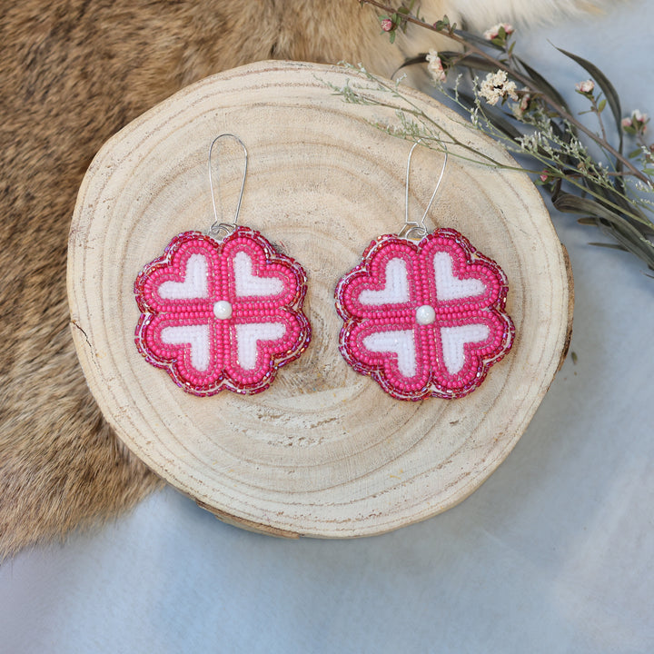 Jess S. Medium Heart Berry Beaded Earrings