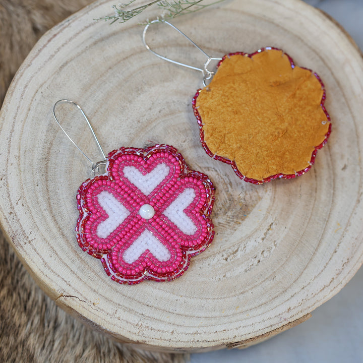 Jess S. Medium Heart Berry Beaded Earrings