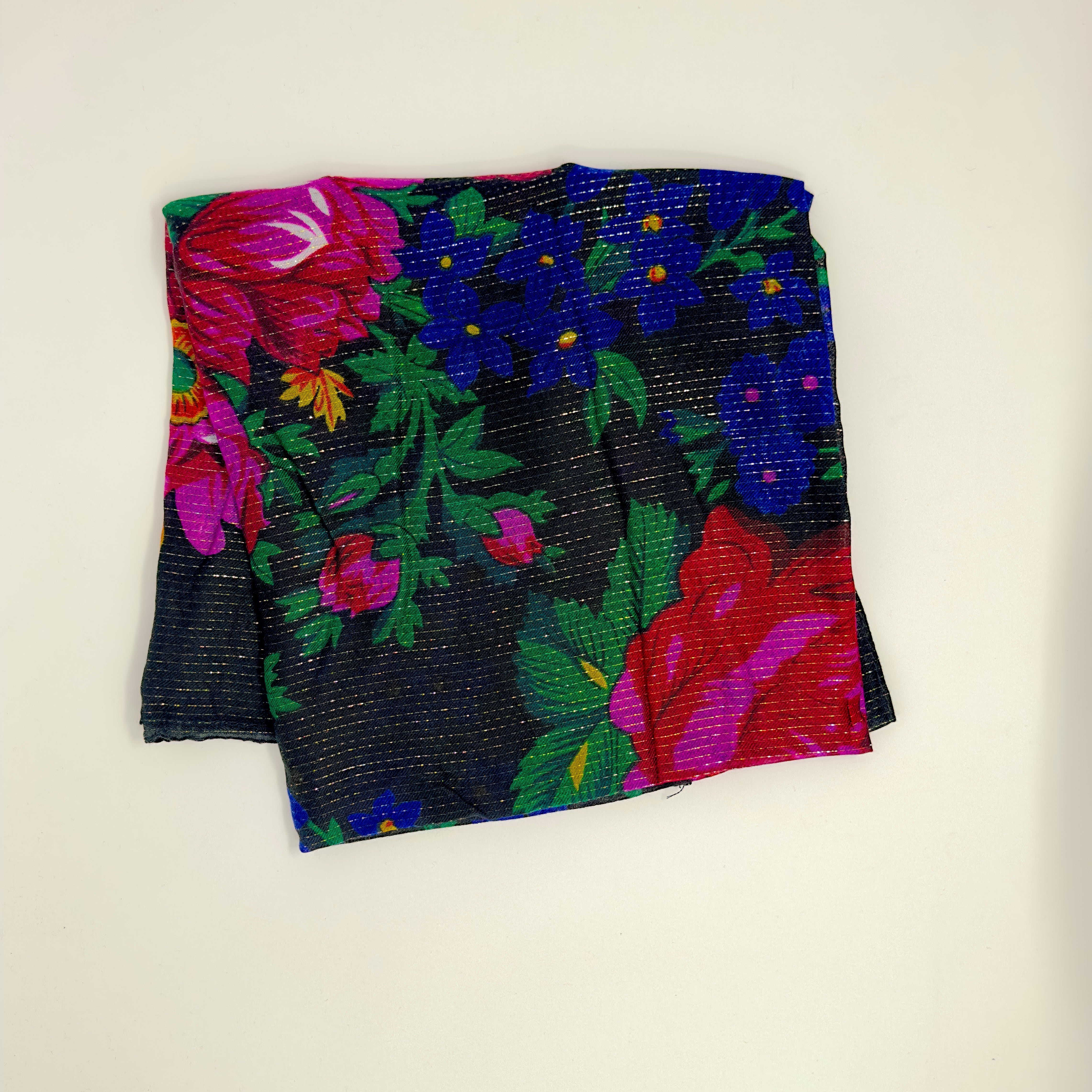 scarf flower コンビブラウス Fringed Non-Metallic Kokum Floral Scarf