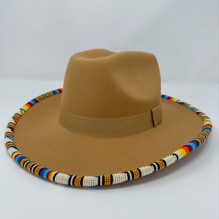 Shelley M Camel Beaded Brim Cowboy Hat