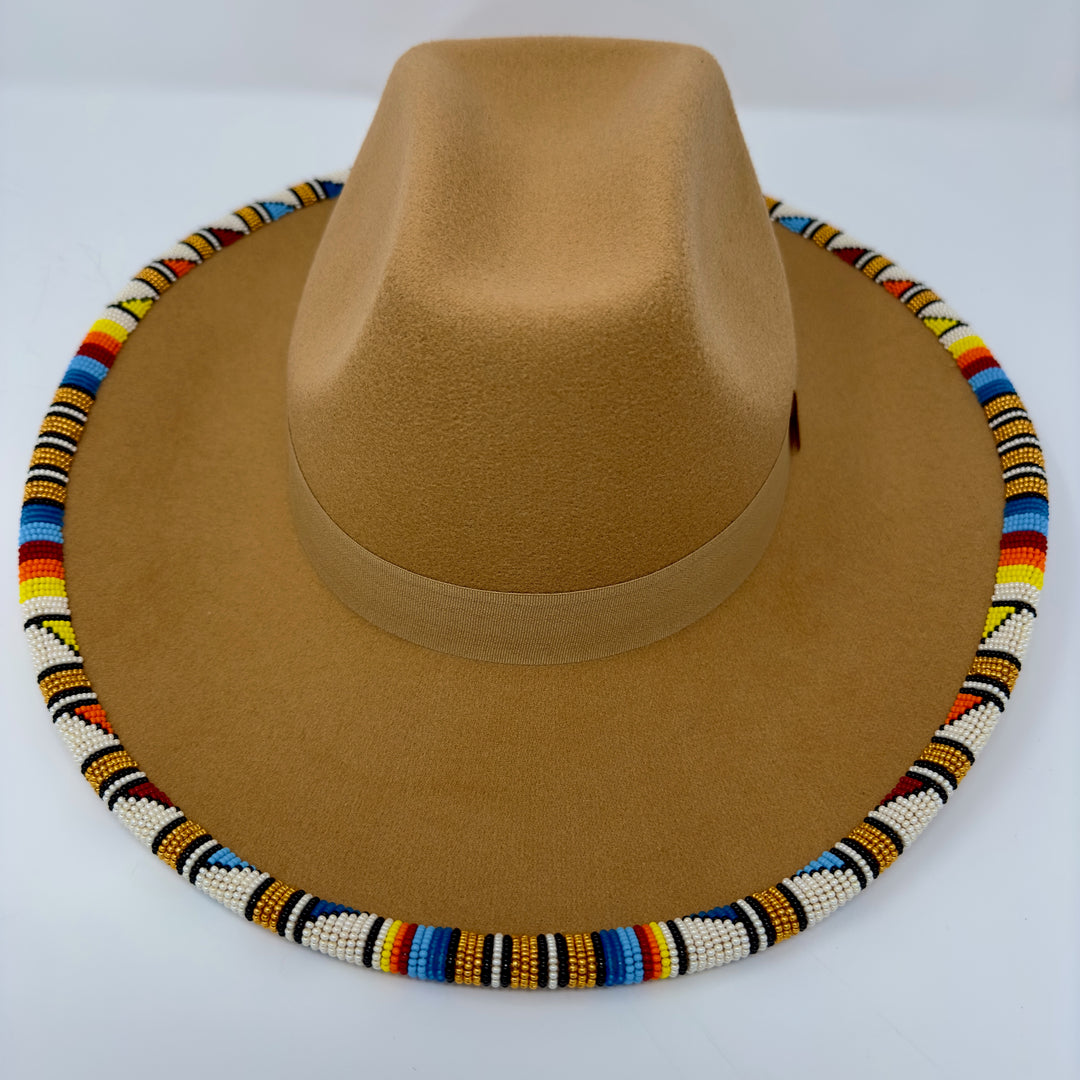 Shelley M Camel Beaded Brim Cowboy Hat