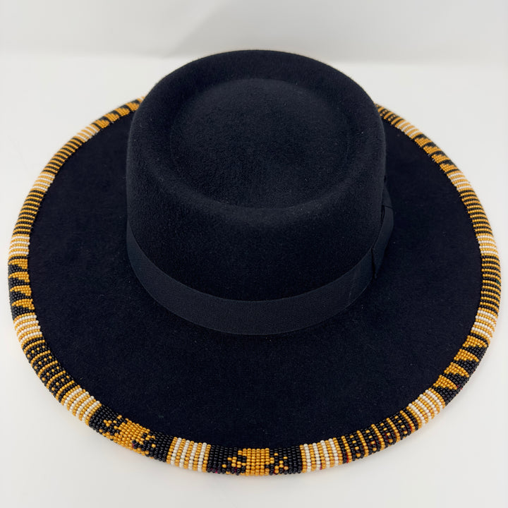 Shelley M Black Beaded Brim Hat