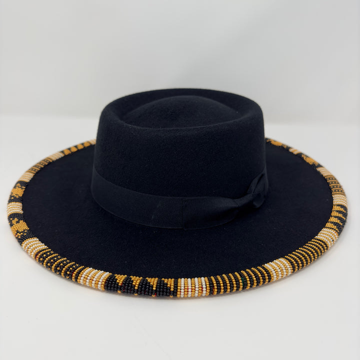 Shelley M Black Beaded Brim Hat