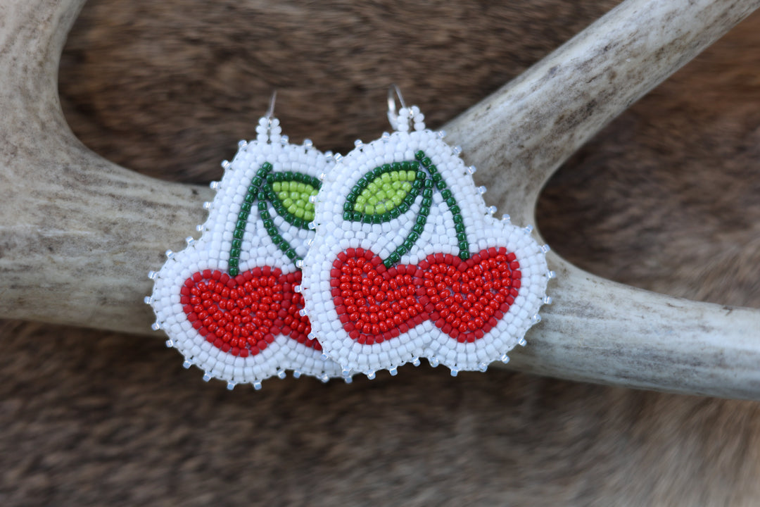 Keegan W. Cherry Hearts Beaded Earrings