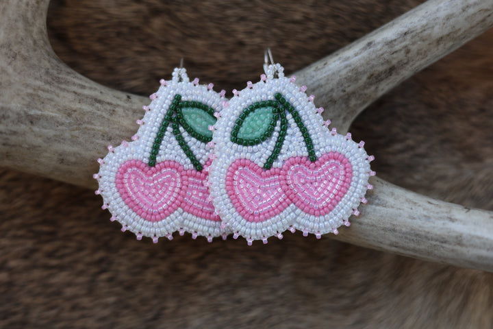 Keegan W. Cherry Hearts Beaded Earrings