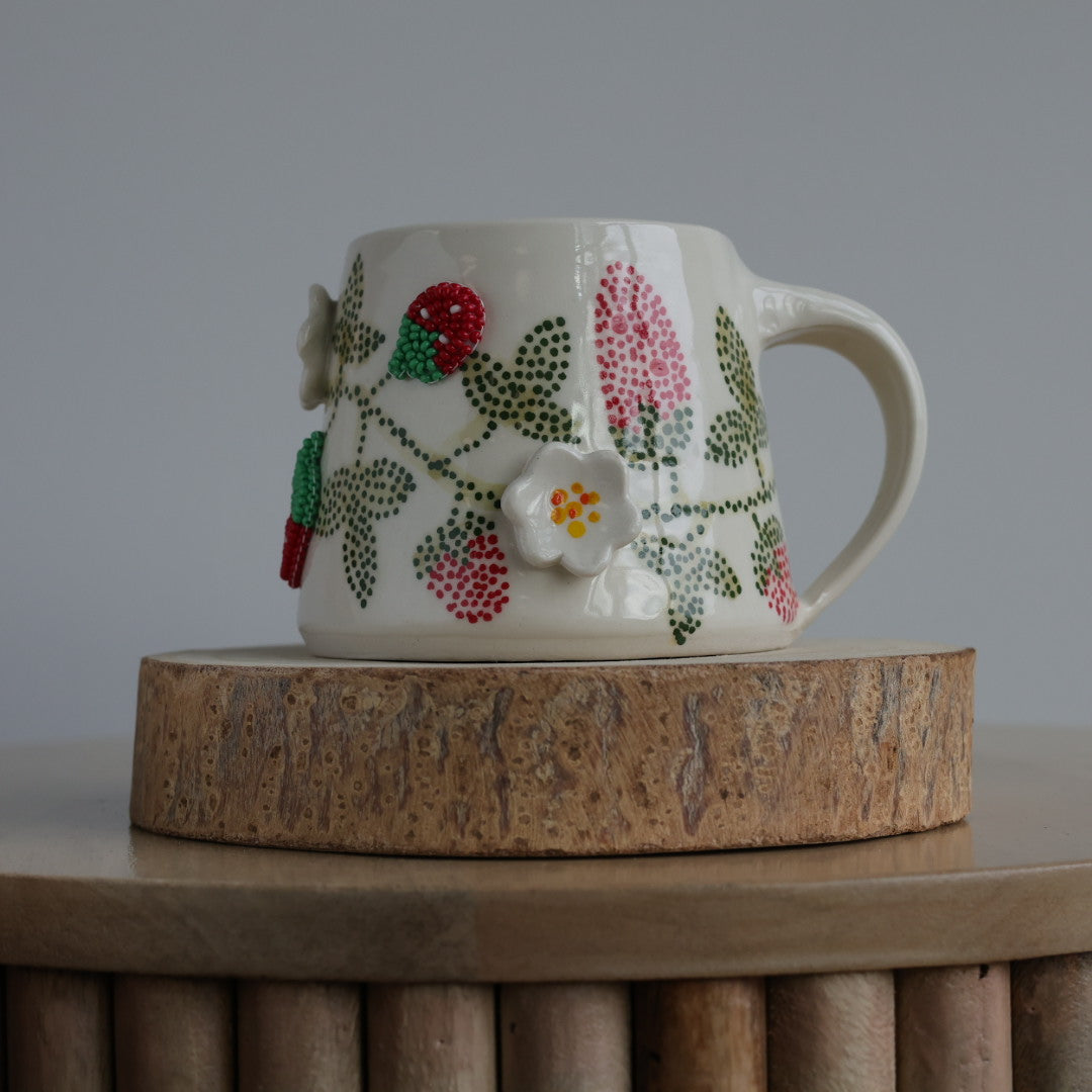 Mino Ode Designs Strawberry Beaded Mug