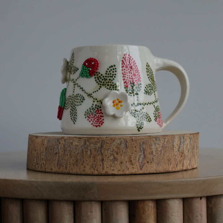Mino Ode Designs Strawberry Beaded Mug