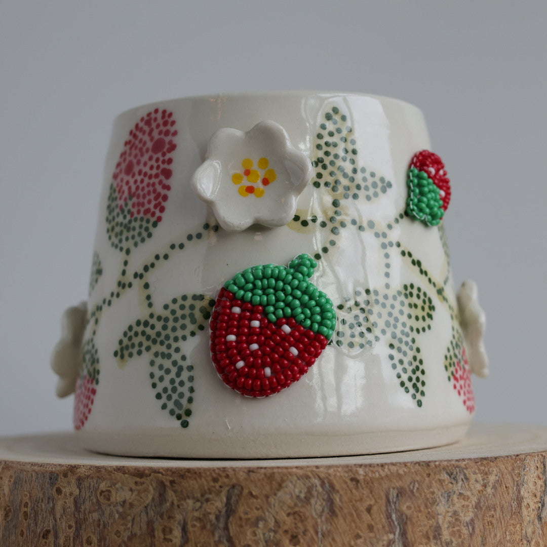Mino Ode Designs Strawberry Beaded Mug