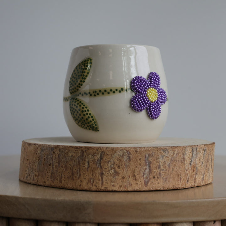 Mino Ode Designs Beaded Flower Handleless Cup