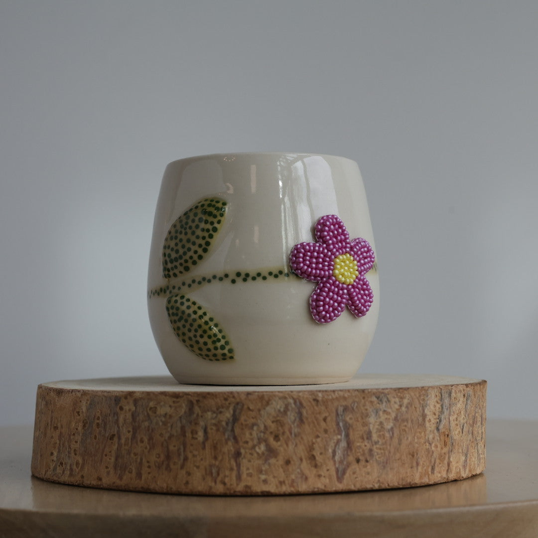 Mino Ode Designs Beaded Flower Handleless Cup