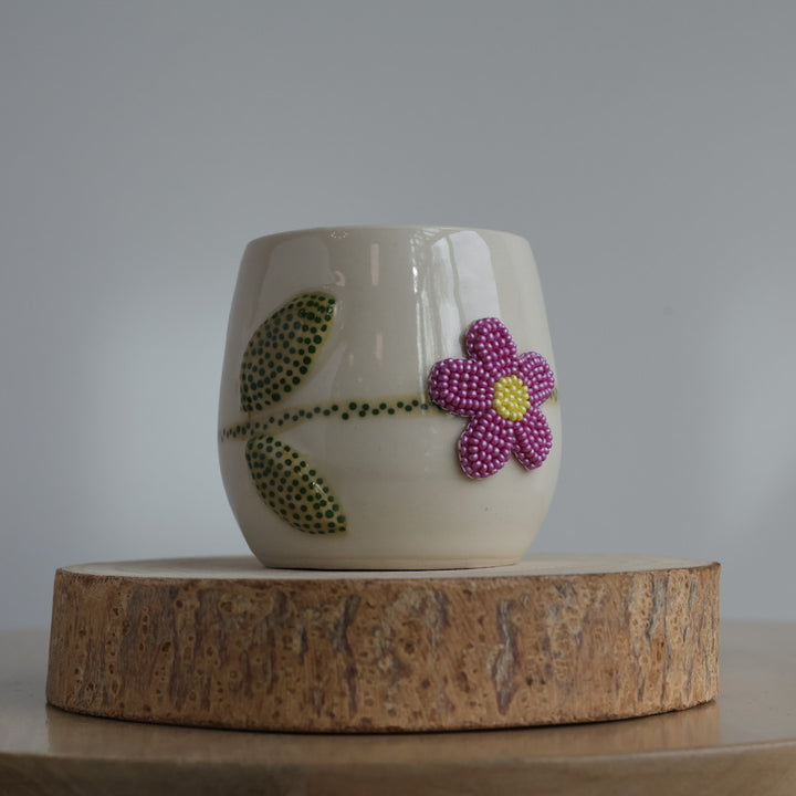 Mino Ode Designs Beaded Flower Handleless Cup