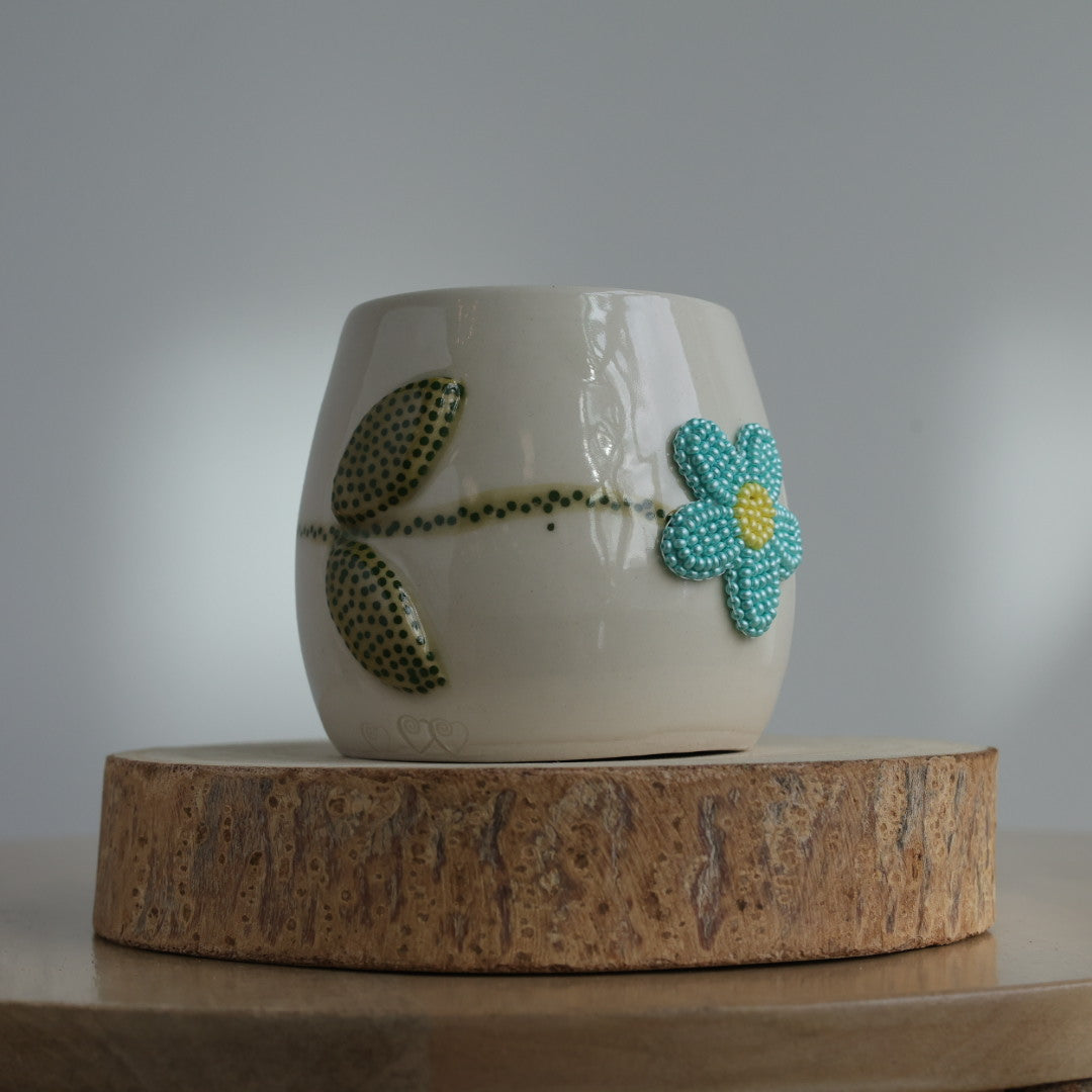 Mino Ode Designs Beaded Flower Handleless Cup