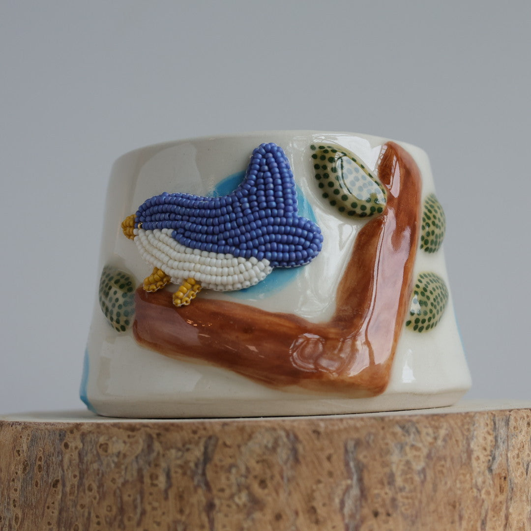 Mino Ode Designs Bird Beaded Mug