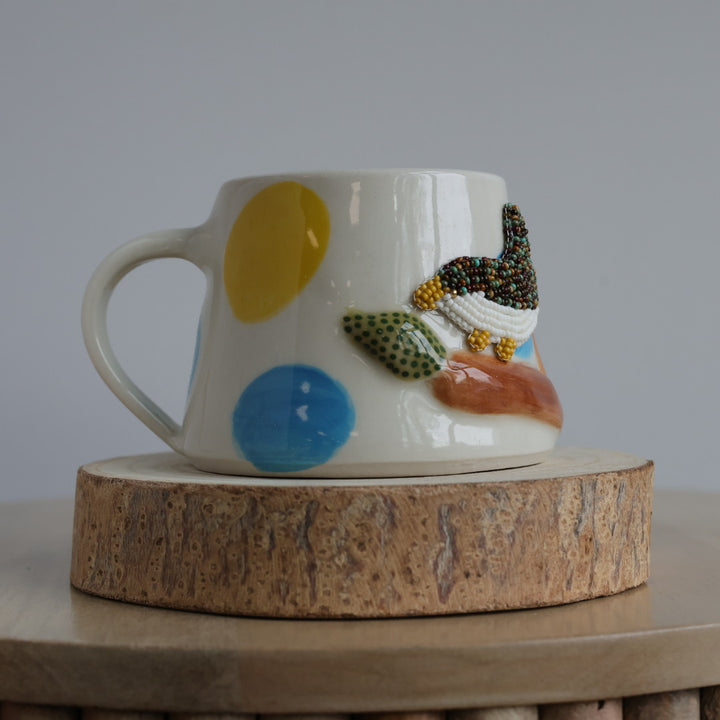 Mino Ode Designs Bird Beaded Mug