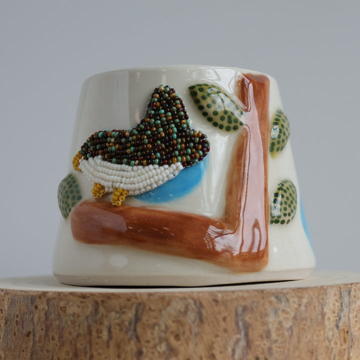 Mino Ode Designs Bird Beaded Mug