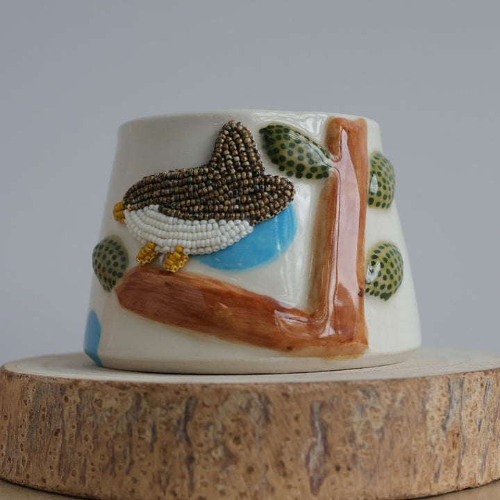 Mino Ode Designs Bird Beaded Mug