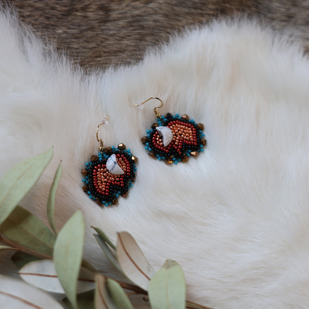 Pieces of Work by Mercedes Mini Bison Beaded Earrings