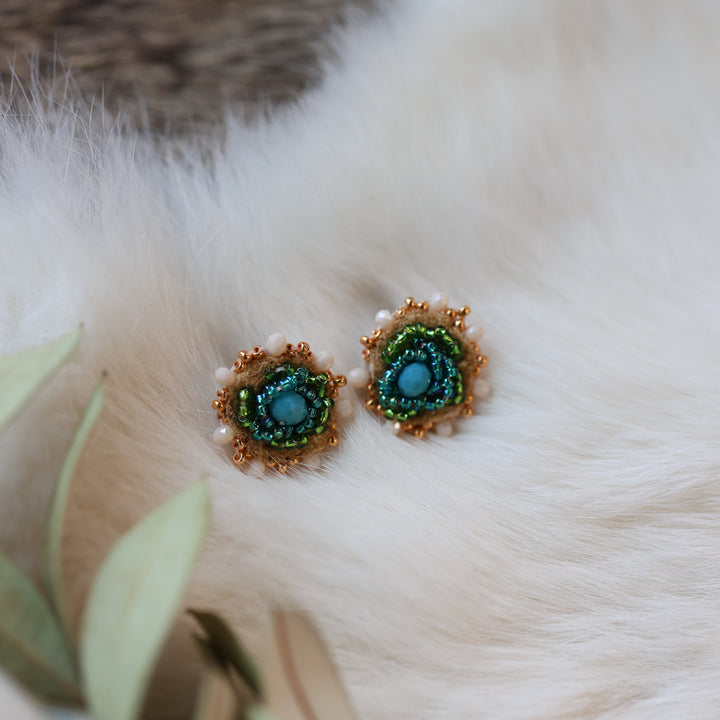 Pieces of Work by Mercedes G. Mini Beaded Floral Studs