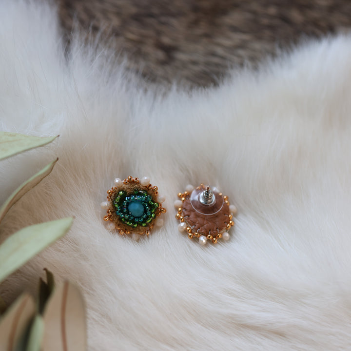 Pieces of Work by Mercedes G. Mini Beaded Floral Studs