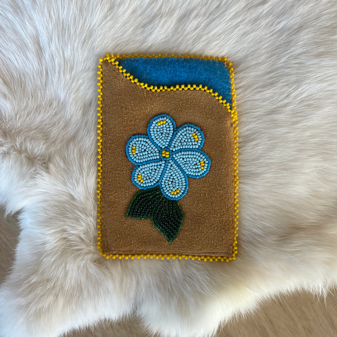 Doris M Beaded Floral Moose Hide Card Holder