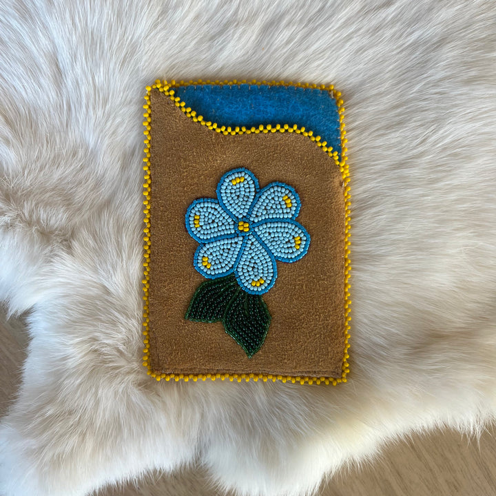 Doris M Beaded Floral Moose Hide Card Holder