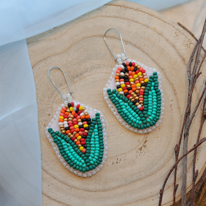 Karahkwa Jewelry Three Sisters Corn Beaded Earrings