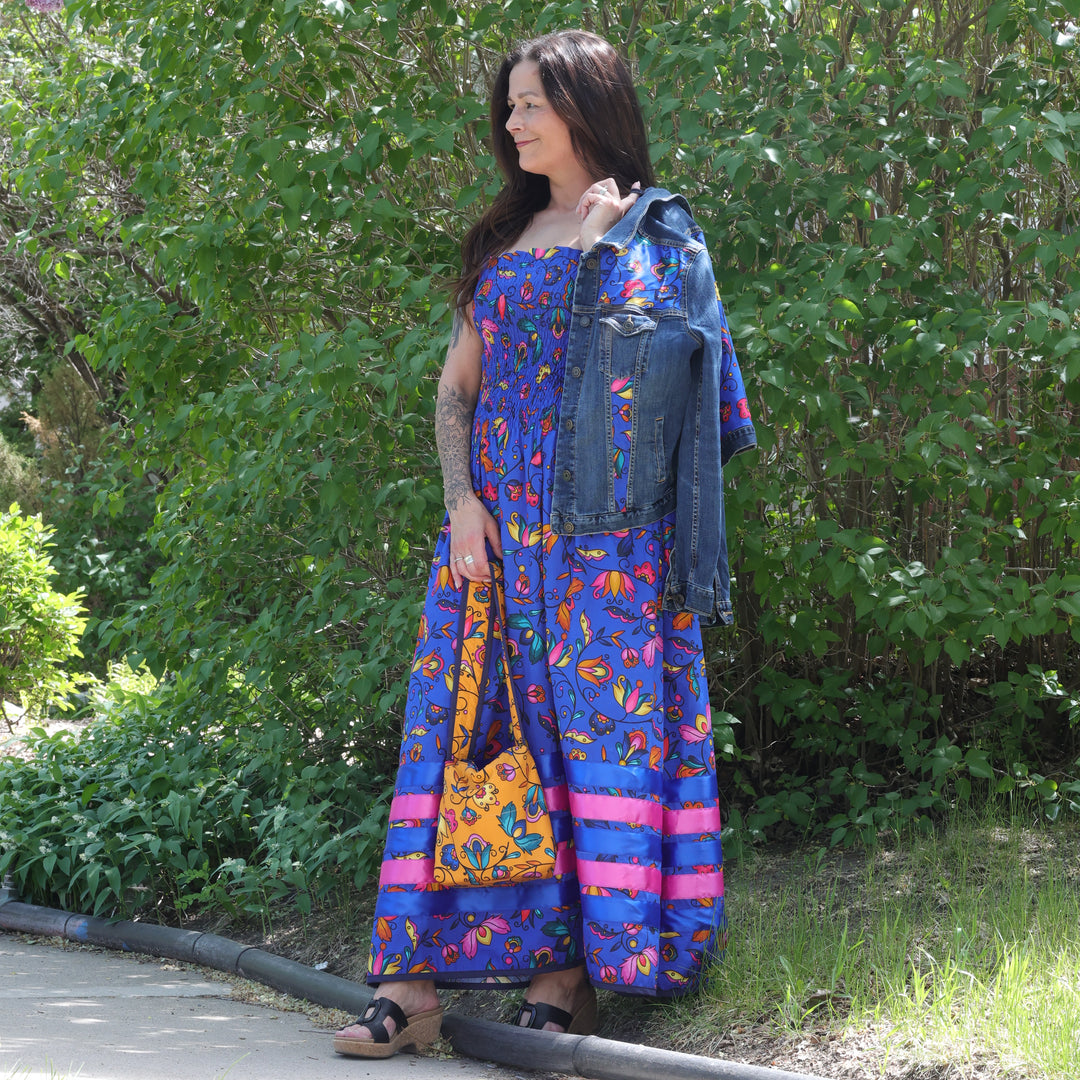 Phoenyx Design Royal Blue Floral Denim Jacket