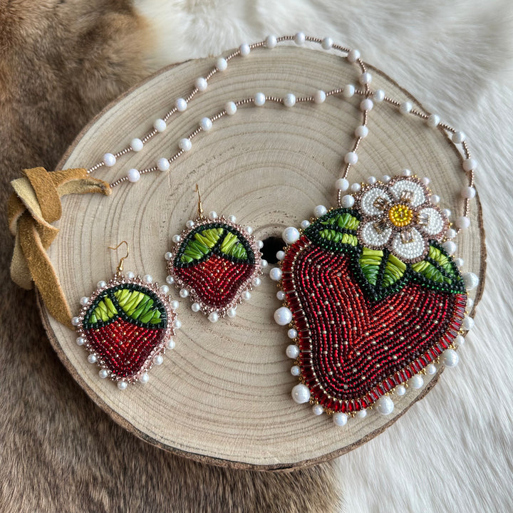 Mercedes G. Strawberry Blossom Medallion & Earrings Set