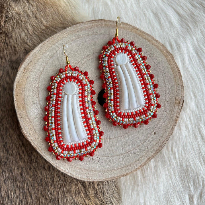 Keegan W. Beaded Earrings with Smooth Dentalium