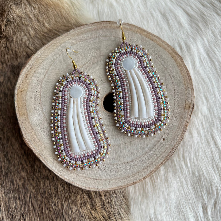 Keegan W. Beaded Earrings with Smooth Dentalium