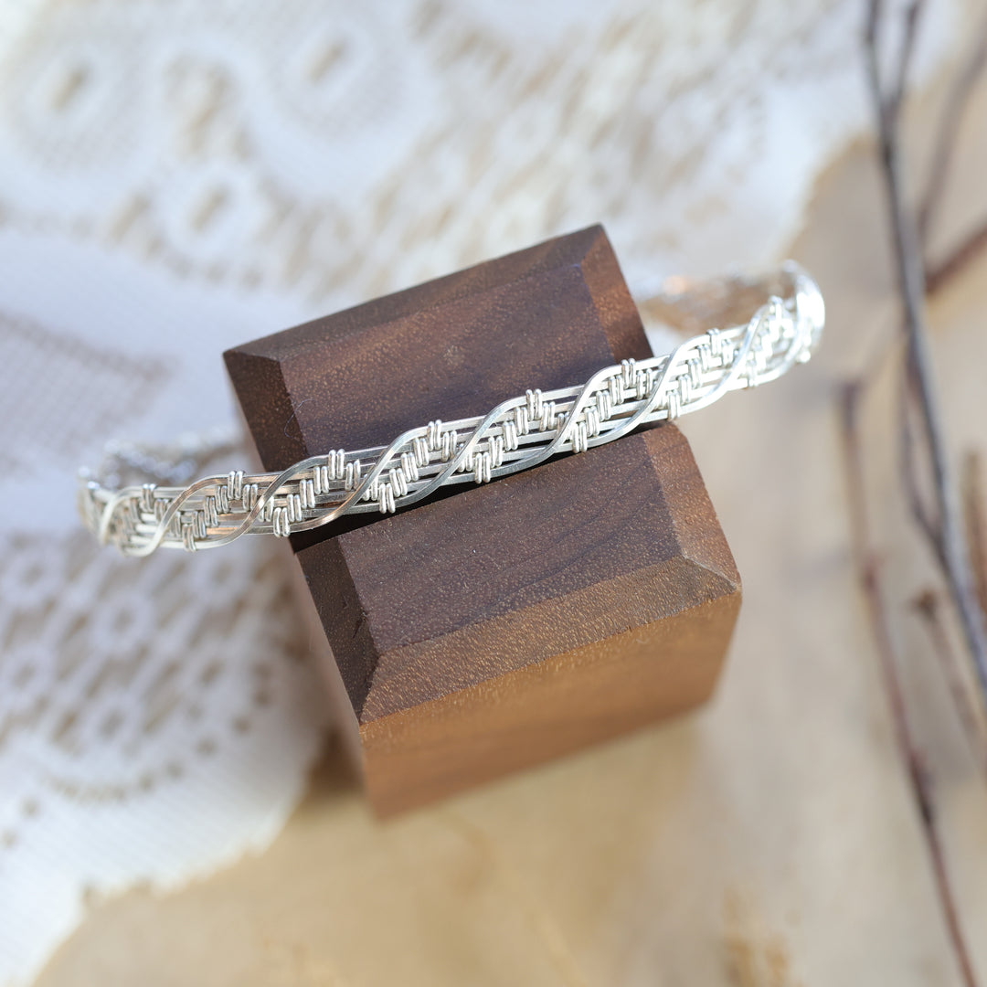 3 Sisters Gemstones Argentium Silver Cuff Bracelet