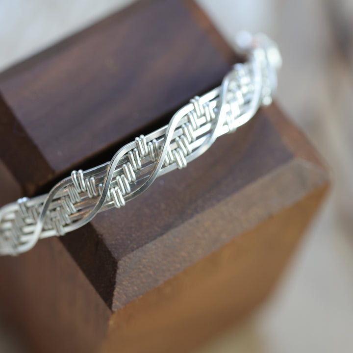3 Sisters Gemstones Argentium Silver Cuff Bracelet